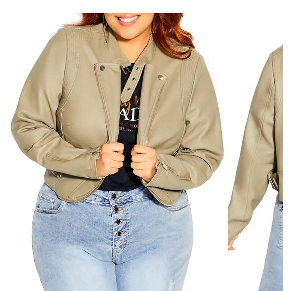 Crop Faux Leather Biker Jacket
CITY CHIC size L in Winter Pear (color) - Picture 4 of 5